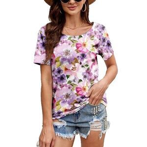 Nanu Purple & Pink Floral Scoop Back Tee Size S